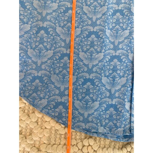 Robert Graham Highland Jacquard Light Blue Short Sleeve Button-Up Shirt Large - Picture 8 of 8